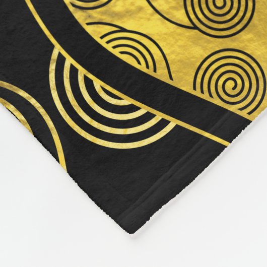 Luxury Black en Gold African Pattern Fleece Deken (Hoek)