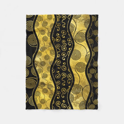 Luxury Black en Gold African Pattern Fleece Deken (Voorkant)