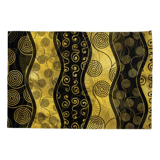 Luxury Black en Gold African Pattern Kussensloop (Achterkant)