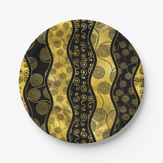 Luxury Black en Gold African Pattern Papieren Bordje (Voorkant)