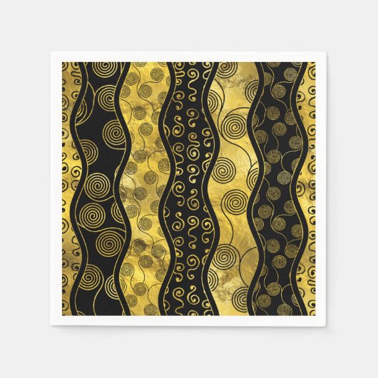 Luxury Black en Gold African Pattern Servetten (Voorkant)