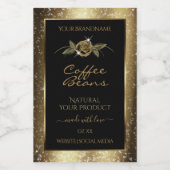 Luxury Black en Gold Brown Glitter-productlabels Voedselcontainer Etiket (Enkel label)