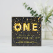 Luxury Black en Gold confetti Fotodag Kaart (Staand voorkant)