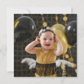 Luxury Black en Gold confetti Fotodag Kaart (Achterkant)