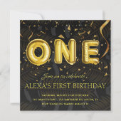 Luxury Black en Gold confetti Fotodag Kaart (Voorkant)