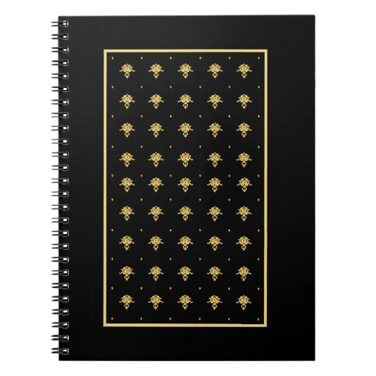 Luxury Black en Gold  Damask-patroon Notitieboek (Voorkant)