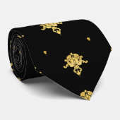 Luxury Black en Gold Damask-patroon Stropdas (Opgerold)