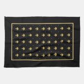 Luxury Black en Gold  Damask-patroon Theedoek (Horizontaal)