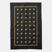 Luxury Black en Gold  Damask-patroon Theedoek (Verticaal)