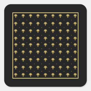 Luxury Black en Gold Damask-patroon Vierkante Sticker