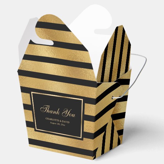 Luxury Black en Gold Foil Weddenschap Hartelijk da Bedankdoosjes (Geopend)