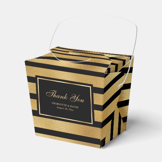 Luxury Black en Gold Foil Weddenschap Hartelijk da Bedankdoosjes (Voorkant Zijde)