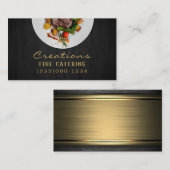 Luxury Black en Gold Food Bord Chef Catering Visitekaartje (Voorkant / Achterkant)