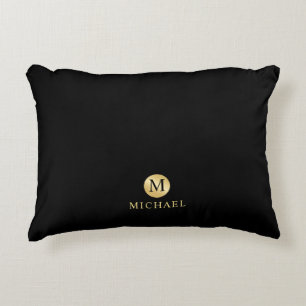 Luxury Black en Gold-gepersonaliseerd monogram Accent Kussen