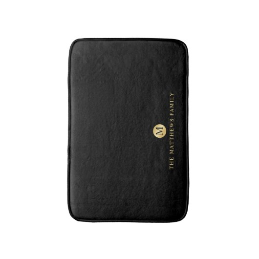 Luxury Black en Gold-gepersonaliseerd monogram Badmat (Voorkant Verticaal)