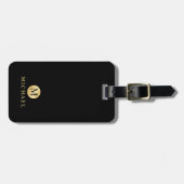 Luxury Black en Gold-gepersonaliseerd monogram Bagagelabel (Voorkant horizontaal)
