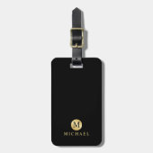 Luxury Black en Gold-gepersonaliseerd monogram Bagagelabel (Voorkant verticaal)