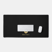 Luxury Black en Gold-gepersonaliseerd monogram Bureaumat (Keyboard & Muis)