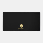 Luxury Black en Gold-gepersonaliseerd monogram Bureaumat (Voorkant)