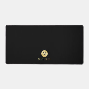 Luxury Black en Gold-gepersonaliseerd monogram Bureaumat