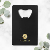 Luxury Black en Gold-gepersonaliseerd monogram Creditkaart Flessenopener