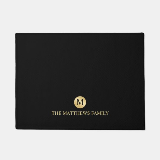 Luxury Black en Gold-gepersonaliseerd monogram Deurmat (Voorkant)