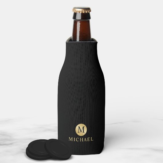 Luxury Black en Gold-gepersonaliseerd monogram Flesjeskoeler