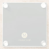 Luxury Black en Gold-gepersonaliseerd monogram Glazen Onderzetter (Achterkant)