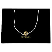 Luxury Black en Gold-gepersonaliseerd monogram Groot Cadeauzakje (Voorkant)