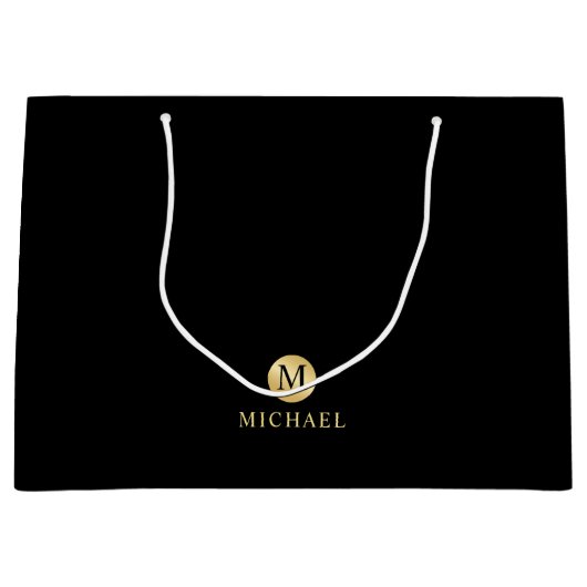 Luxury Black en Gold-gepersonaliseerd monogram Groot Cadeauzakje (Voorkant)