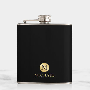 Luxury Black en Gold-gepersonaliseerd monogram Heupfles