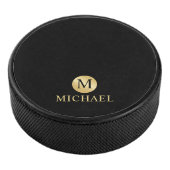 Luxury Black en Gold-gepersonaliseerd monogram Hockey Puck (3/4)