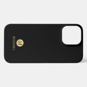 Luxury Black en Gold-gepersonaliseerd monogram iPhone Hoesje (Achterkant horizontaal)