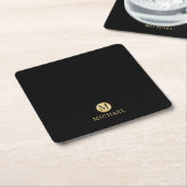 Luxury Black en Gold-gepersonaliseerd monogram Kartonnen Onderzetters (Schuin)