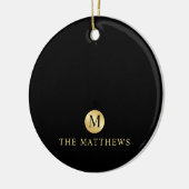 Luxury Black en Gold-gepersonaliseerd monogram Keramisch Ornament (Links)