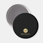 Luxury Black en Gold-gepersonaliseerd monogram Magneet (Voorkant / Achterkant)