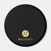 Luxury Black en Gold-gepersonaliseerd monogram Magneet (Voorkant)