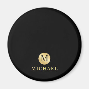 Luxury Black en Gold-gepersonaliseerd monogram Magneet