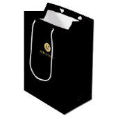 Luxury Black en Gold-gepersonaliseerd monogram Medium Cadeauzakje (Voorkant Gekanteld)
