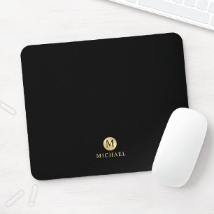 Luxury Black en Gold-gepersonaliseerd monogram Muismat