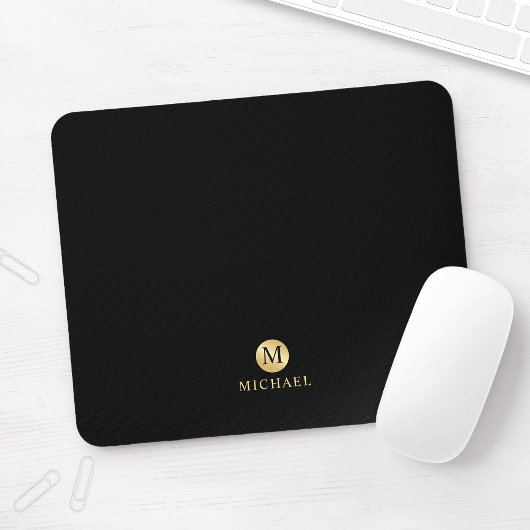 Luxury Black en Gold-gepersonaliseerd monogram Muismat