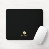 Luxury Black en Gold-gepersonaliseerd monogram Muismat (Met muis)