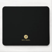 Luxury Black en Gold-gepersonaliseerd monogram Muismat (Voorkant)
