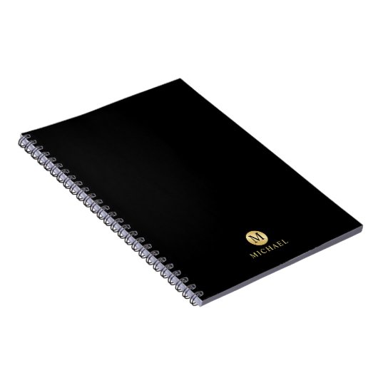Luxury Black en Gold-gepersonaliseerd monogram Notitieboek (Rechterzijde)
