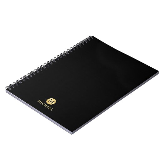 Luxury Black en Gold-gepersonaliseerd monogram Notitieboek (Linkerzijde)