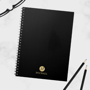 Luxury Black en Gold-gepersonaliseerd monogram Notitieboek