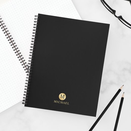Luxury Black en Gold-gepersonaliseerd monogram Notitieboek
