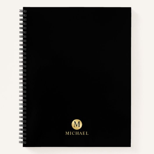 Luxury Black en Gold-gepersonaliseerd monogram Notitieboek (Voorkant)