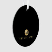 Luxury Black en Gold-gepersonaliseerd monogram Ornament (voorkant)