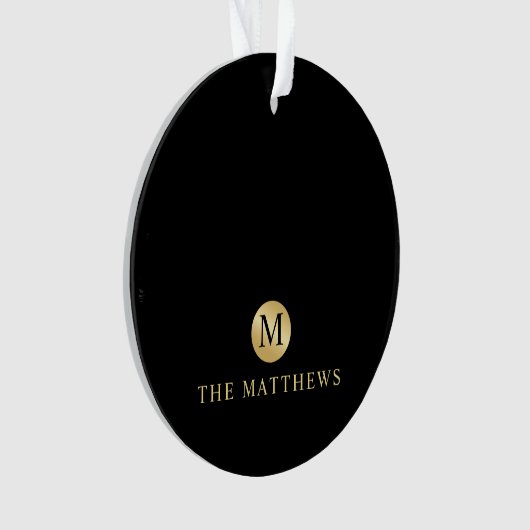 Luxury Black en Gold-gepersonaliseerd monogram Ornament (voorkant)